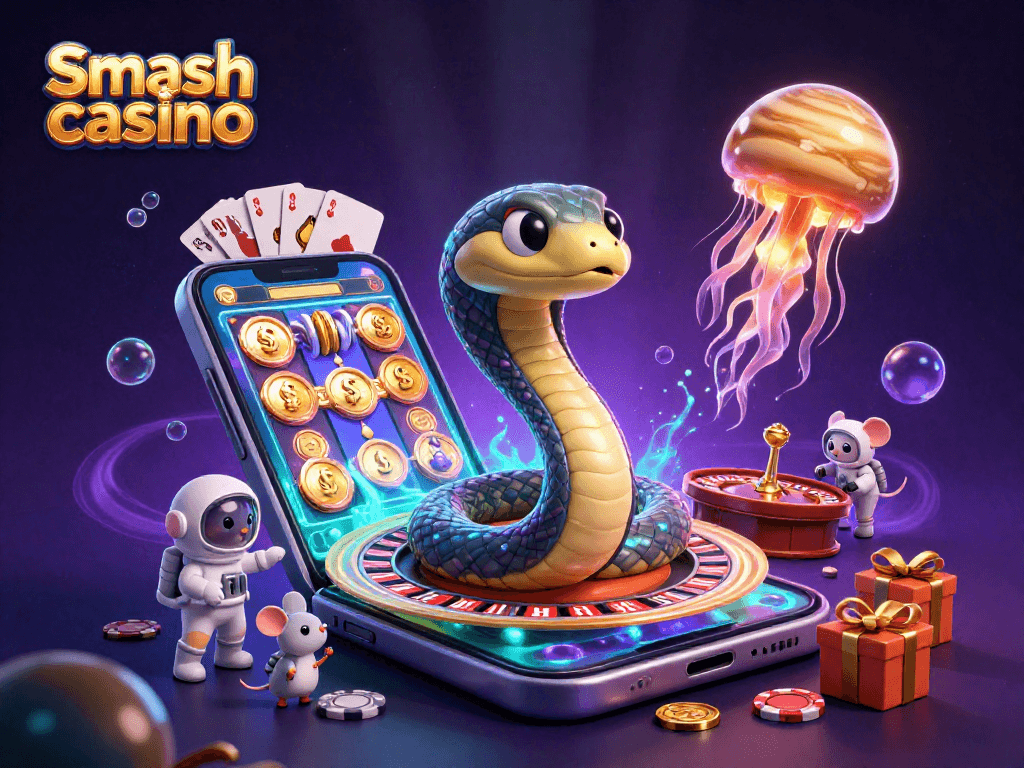 Experience excitement at Smash casino with a cosmic roulette scene and playful astronaut mice.