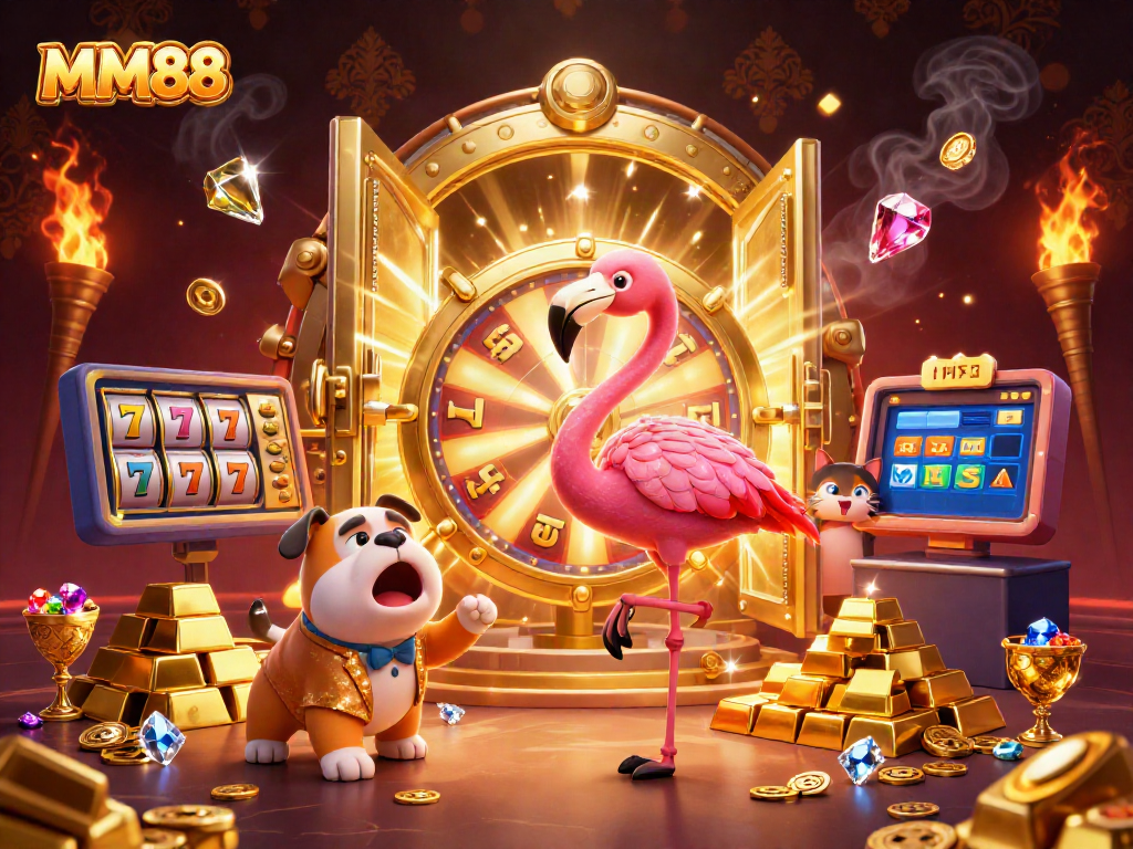 Spin to win with MM88 at the vibrant casino prize wheel featuring exciting gambling elements.