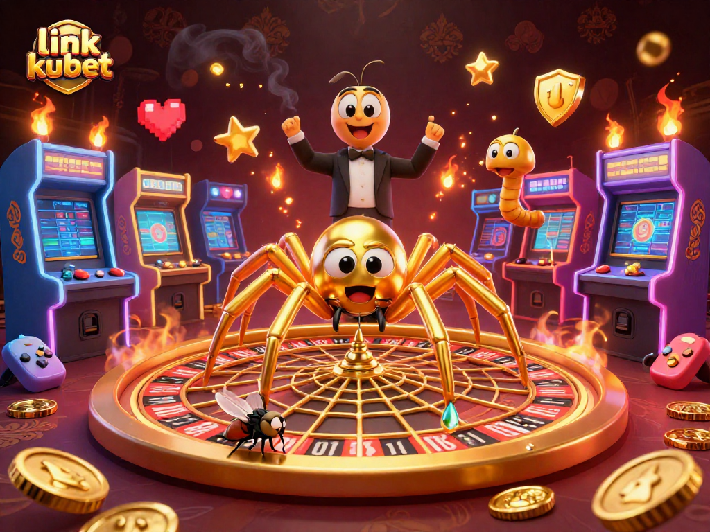 Experience thrilling bets at link kubet with a colorful 3D casino illustration featuring dynamic game elements.