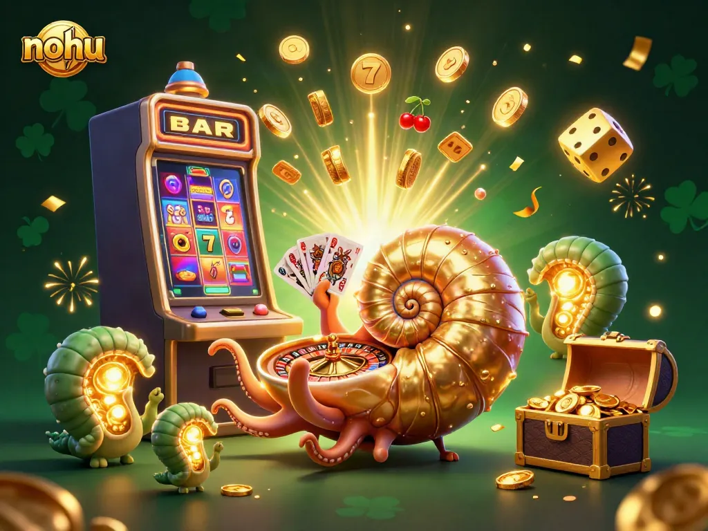 Experience major wins at NOHU with vibrant 3D illustrations of jackpot games and lively casino action.