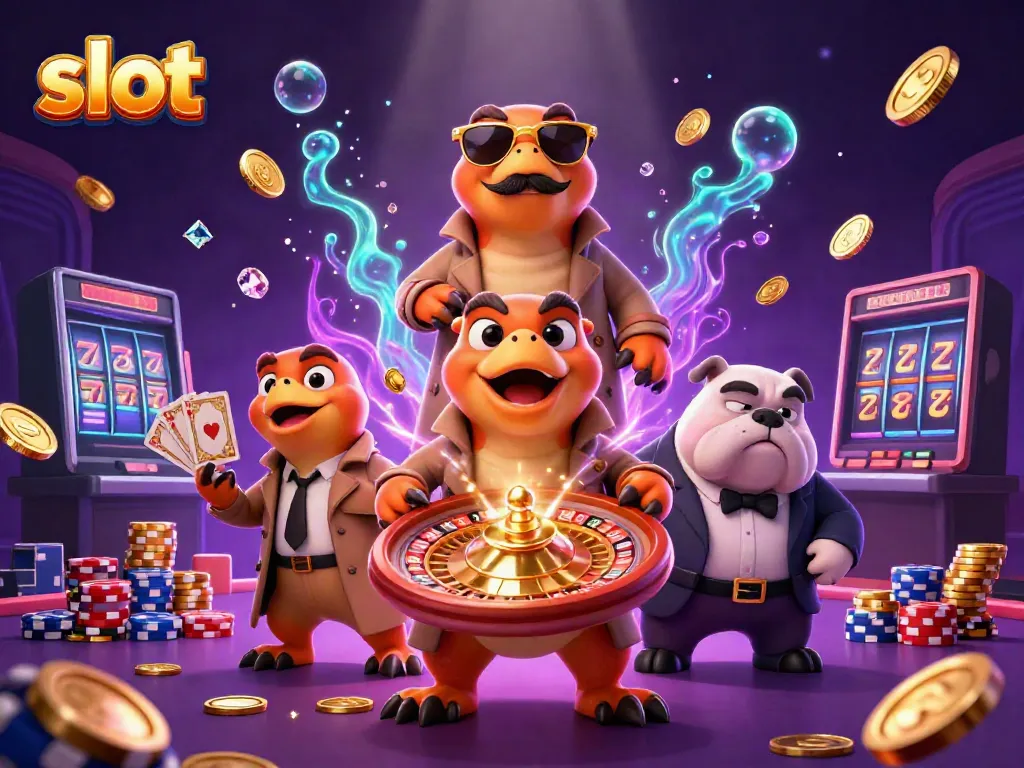 Experience thrilling slot action with cartoon raptors sneaking into a casino scene