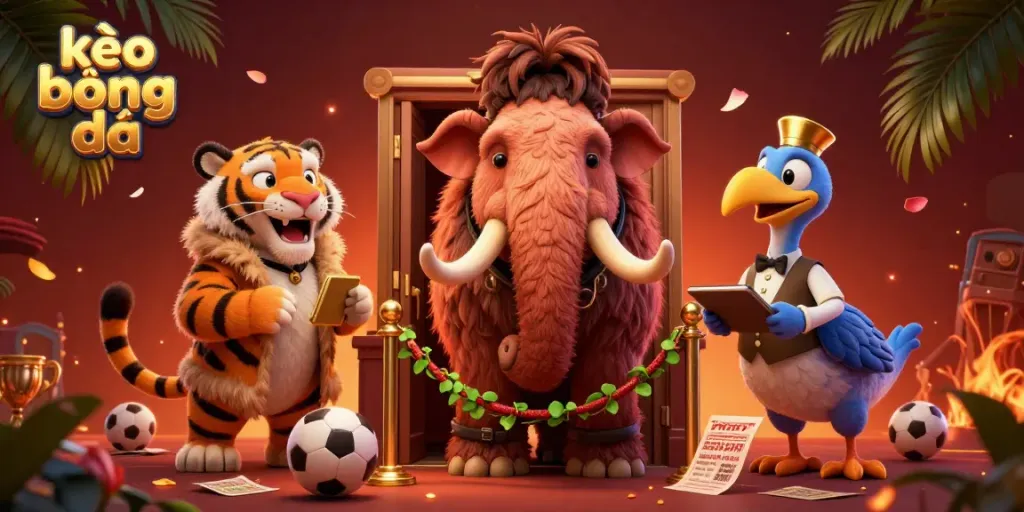 Betting on kèo bóng đá with engaging characters and vibrant sports elements in a lively casino scene.