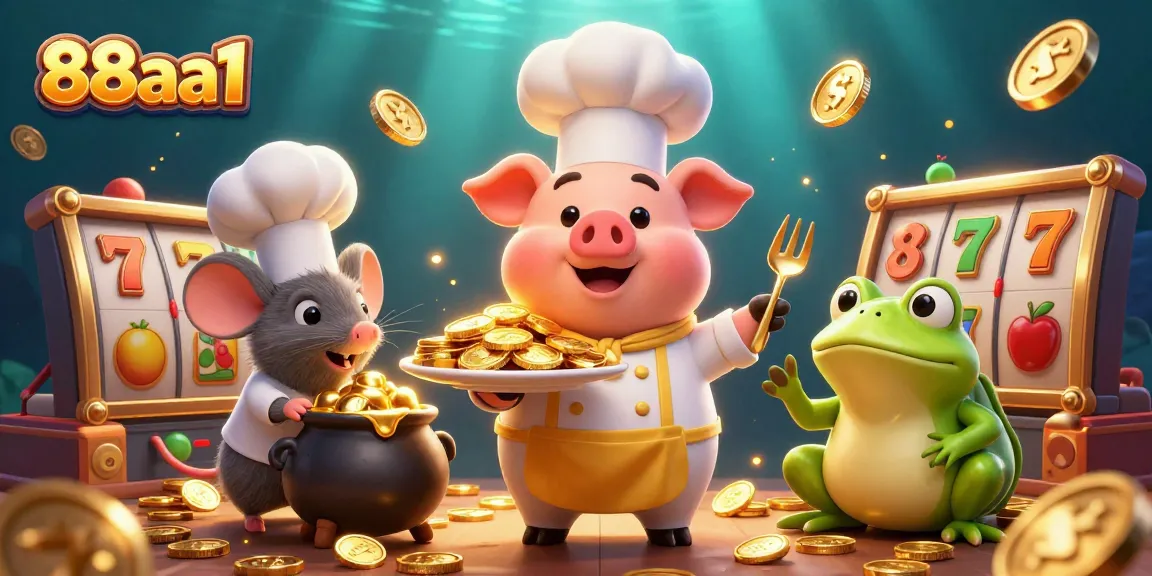 Experience exciting wins with 88aa1 in this vibrant casino scene featuring gold coins and slot reels.