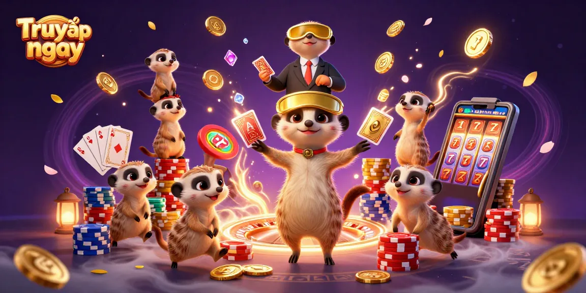 Experience immersive gaming at Truy cập ngay with meerkats running a vibrant casino.