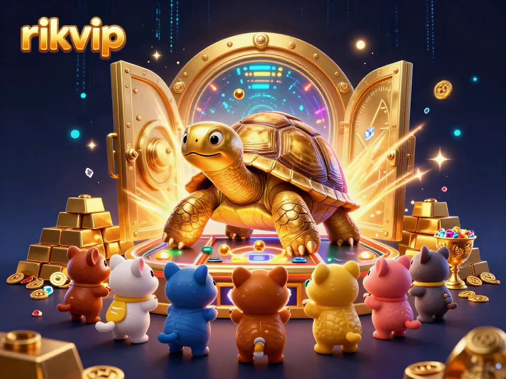 Engage in thrilling games at rikvip with a vibrant 3D casino illustration showcasing excitement and rewards.