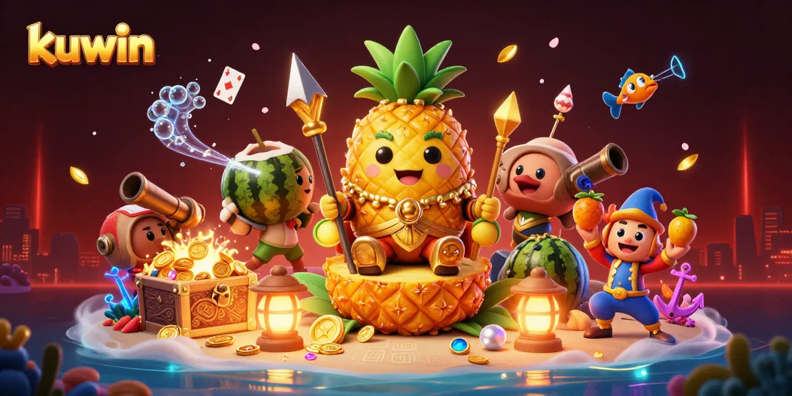 Kuwin's exciting gaming experience featuring vibrant characters in a colorful casino setting.