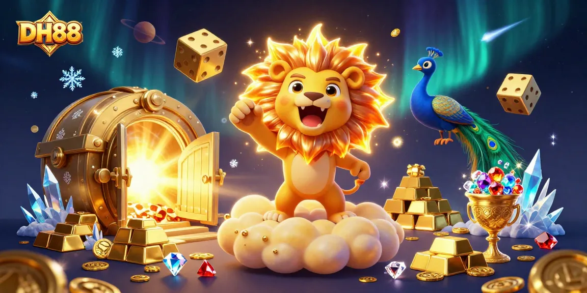 Win big at DH88 with this vibrant illustration, showcasing thrilling casino elements.