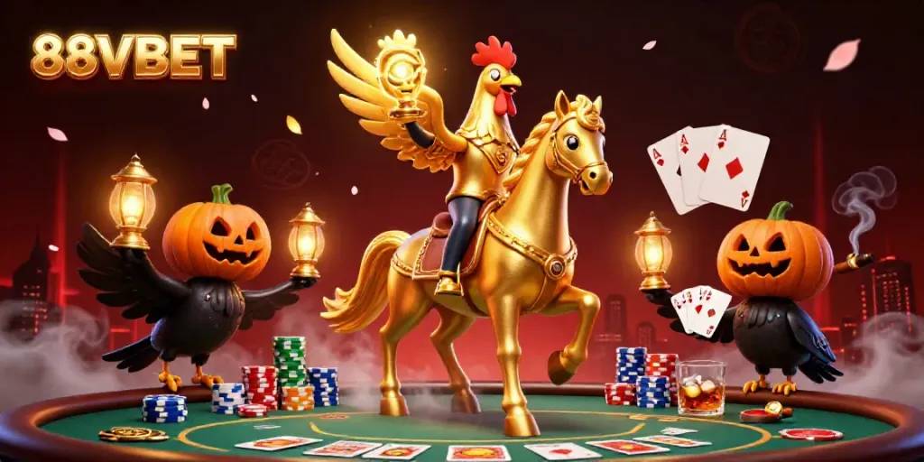 Bet on excitement with 88VBET amidst a vibrant 3D casino showdown.