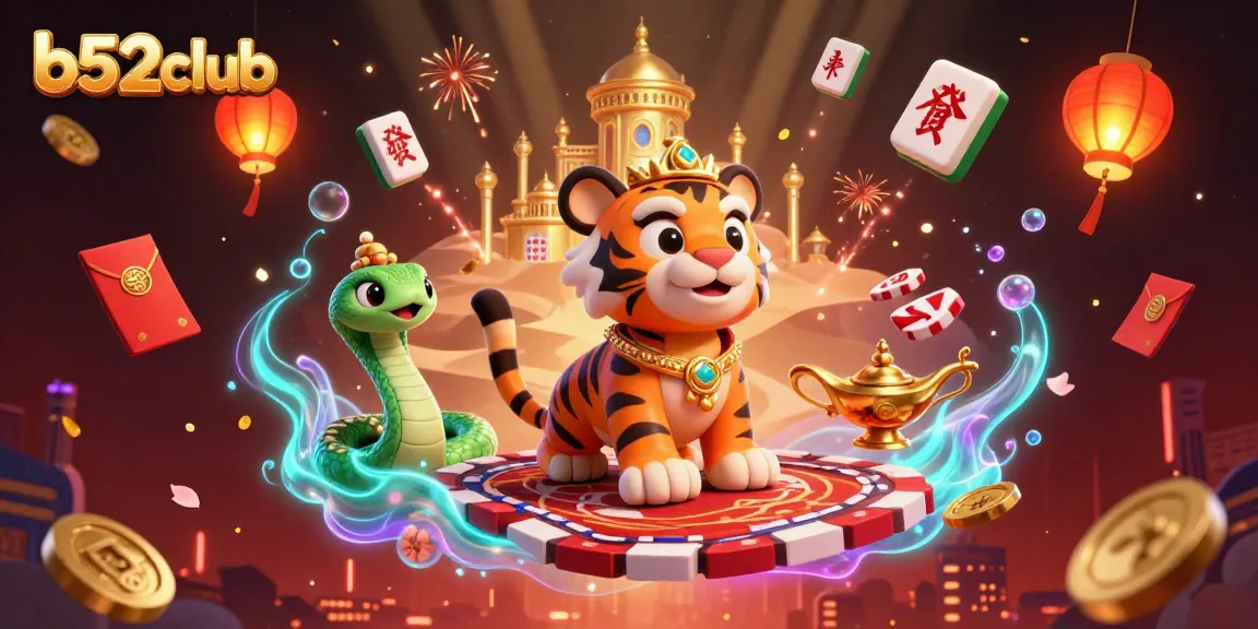 Win big with b52club in an immersive 3D casino experience featuring vibrant characters and game elements.