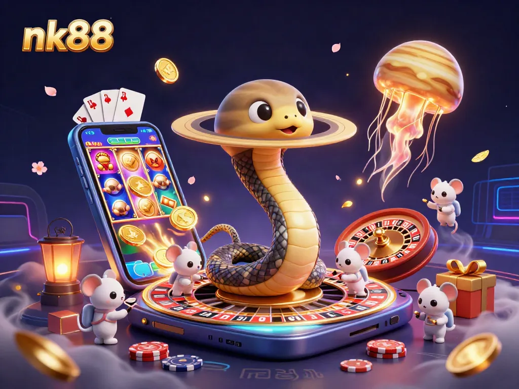 Experience nk88's vibrant universe with thrilling betting scenes from a cosmic casino.