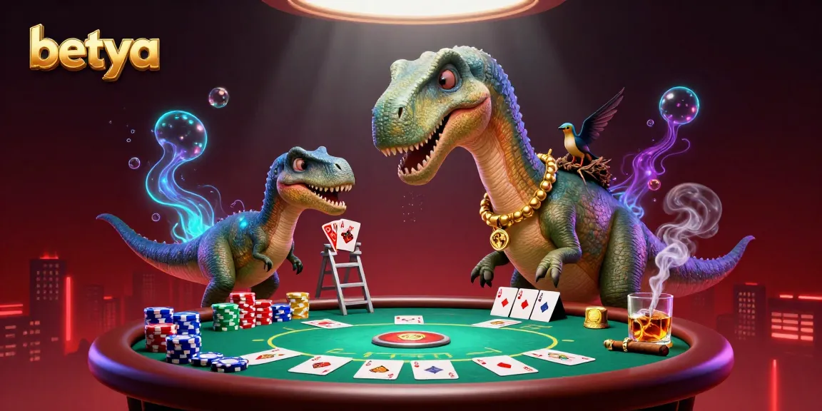 Engage in exciting casino action at Betya with a vibrant 3D illustration featuring a poker scene.
