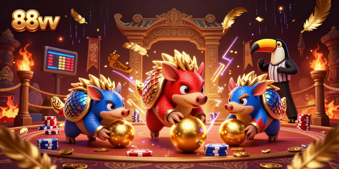 Experience thrilling competition with rival pangolins in 88vv's dynamic casino scene.