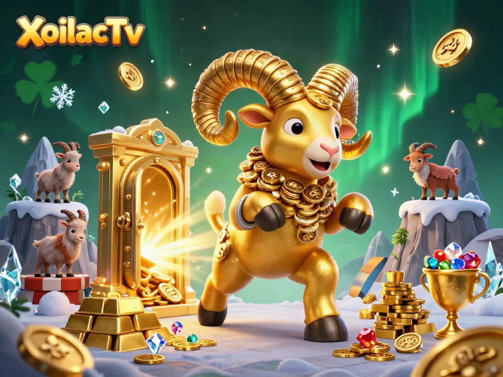 XoilacTv showcases high-energy sports betting action with an impressive golden ram charging.