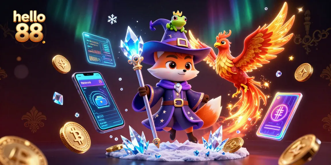 Experience hello 88's magic with mystical creatures amid vibrant casino game elements.