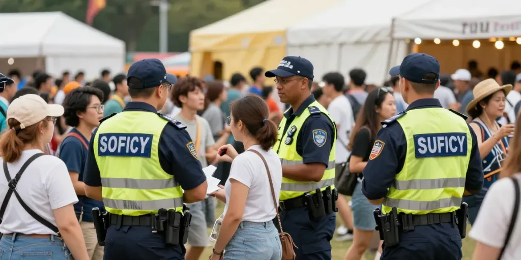 Event Security team ensuring safety at a community festival, trusted local service.