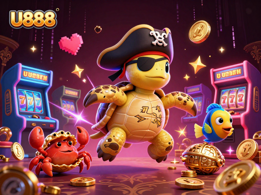 Experience thrilling gameplay at U888 with vibrant characters, arcade machines, and enchanting slot visuals.