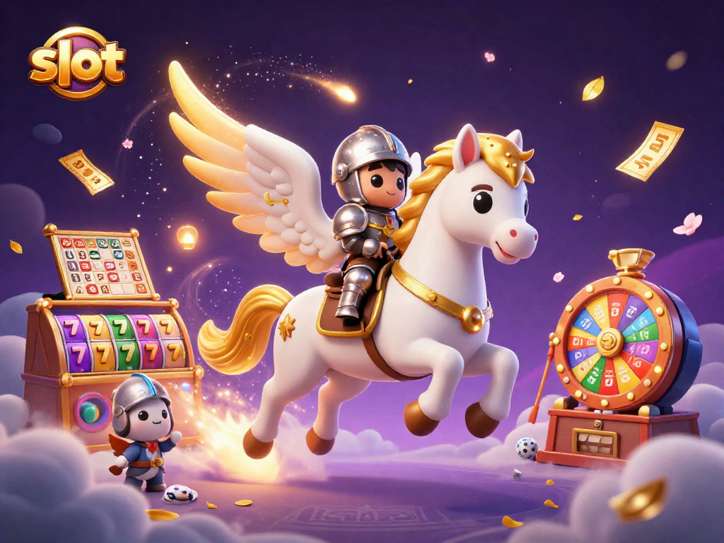 Engage with thrilling slot adventures in a dynamic 3D illustration featuring golden reels and lucky charms.