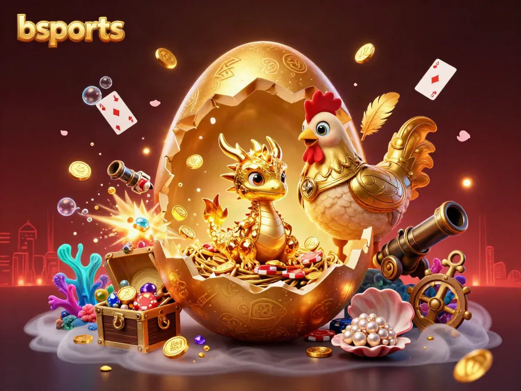 Experience thrilling action with bsports as the golden dragon rises from poker chips in a vibrant casino scene.