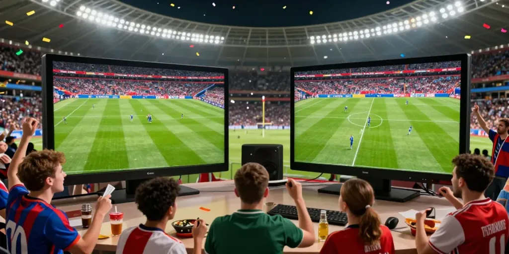 Fans enjoying a live football match experience with Socolive streaming.