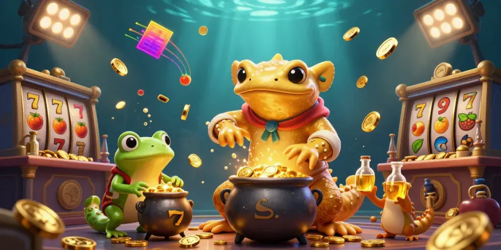 Experience winning with Sunwin through dynamic slot games and golden treasures in an enchanting illustration.