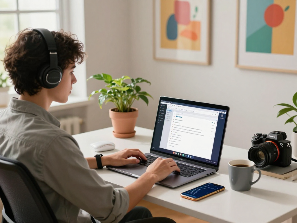 Using ToDesk remote desktop software in a modern home office setup.