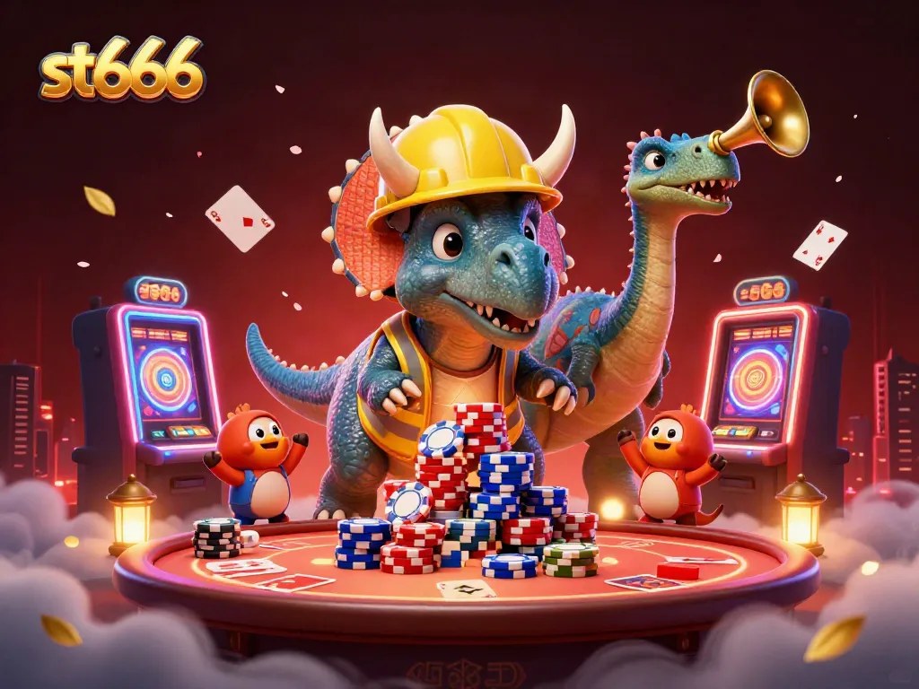 Experience the thrill of st666 with a vibrant casino scene featuring dynamic poker elements.