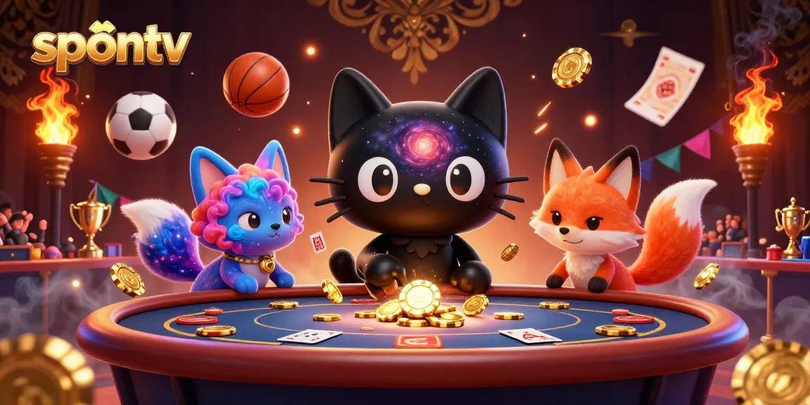Experience spontaneous sports betting excitement with spontv's dynamic casino-themed scene.