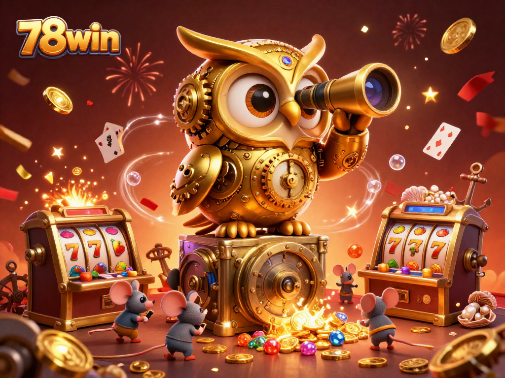 Experience the excitement of 78win with players enjoying vibrant slot machines and engaging casino elements.