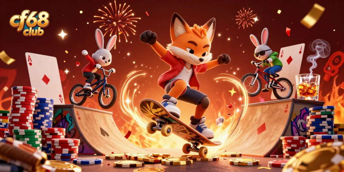 Join the excitement at cf68 club with vibrant casino-themed graffiti and dynamic characters in action.