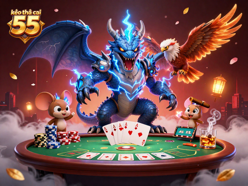 Engage with kèo nhà cái 55 and feel the thrill of casino poker with dynamic characters and vibrant gaming elements.