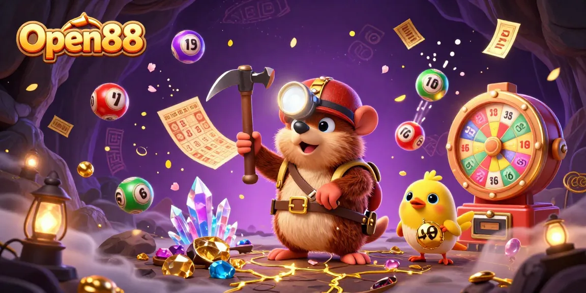 Open88 engages players with an exciting 3D treasure hunting adventure in a vibrant casino setting.