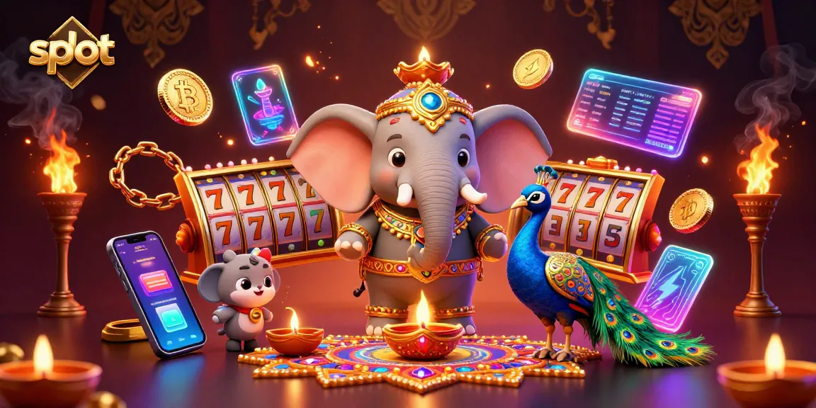 Spin the reels of vibrant slot games with a dazzling themed illustration full of color and energy.