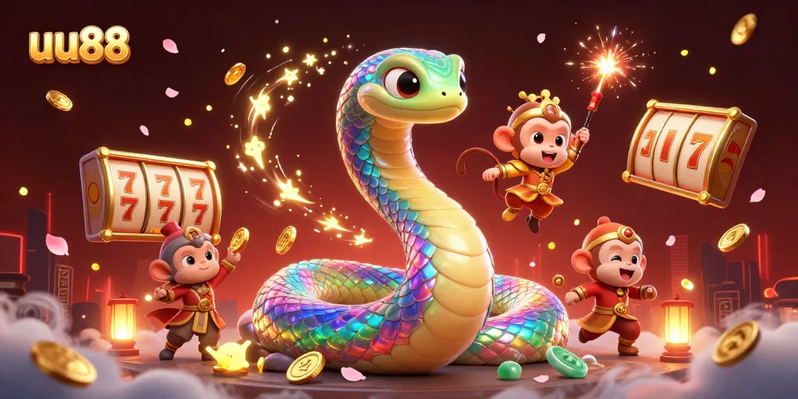 Experience thrilling games at uu88 with this vibrant 3D casino scene filled with lucky symbols.