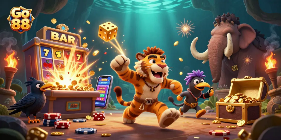 Engaging Go 88 slots experience with colorful characters and dynamic casino elements.