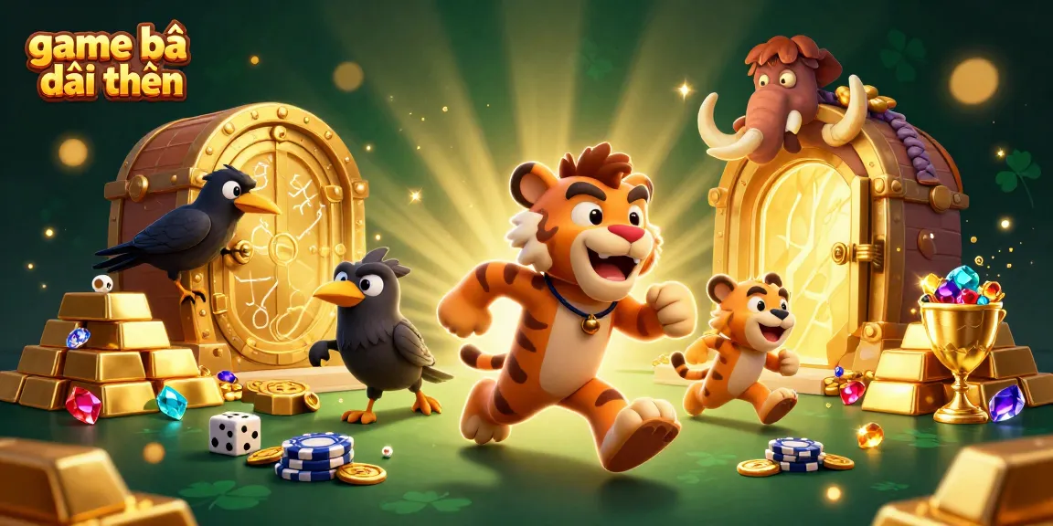 Experience the thrill of game bài đổi thưởng with a lively casino scene featuring a caveman duo and more.