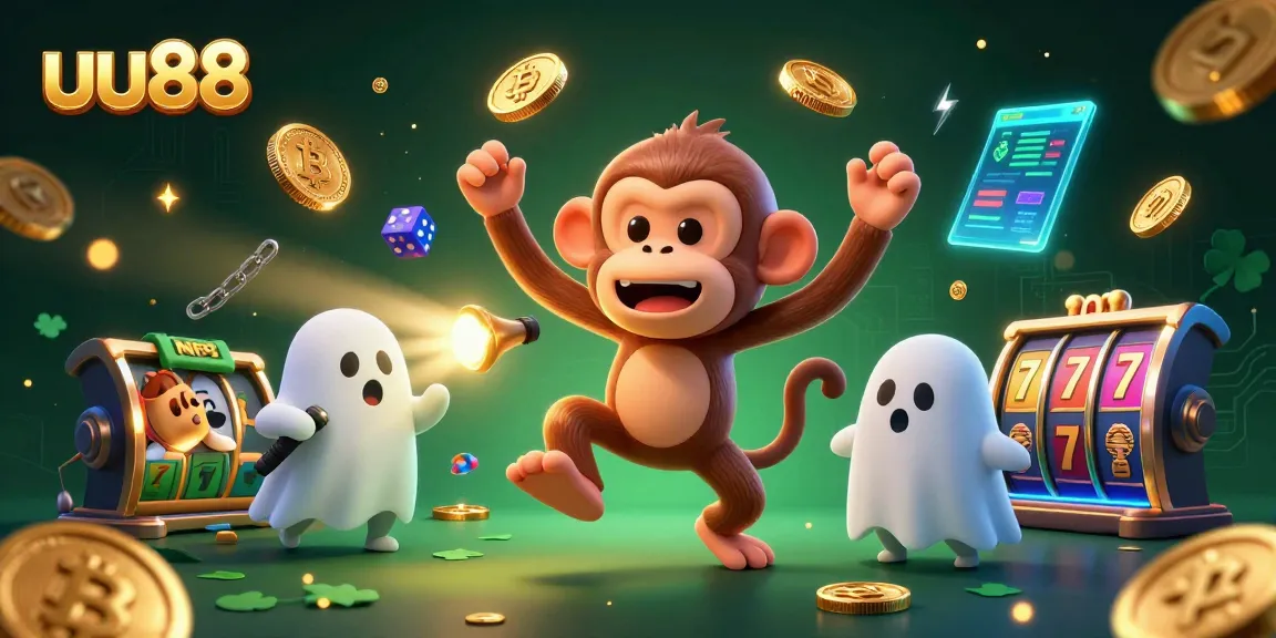 Engage with uu88’s thrilling slot experience featuring a playful ghost and golden casino treasures.
