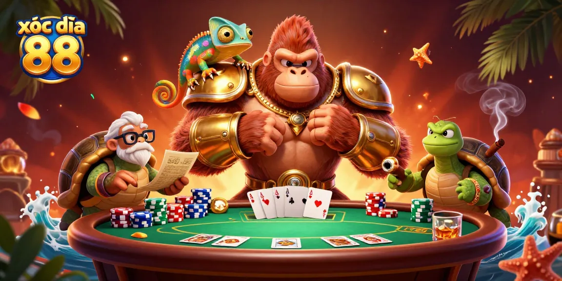 Experience the thrill of xóc đĩa 88 with exciting characters and vibrant casino elements in action.