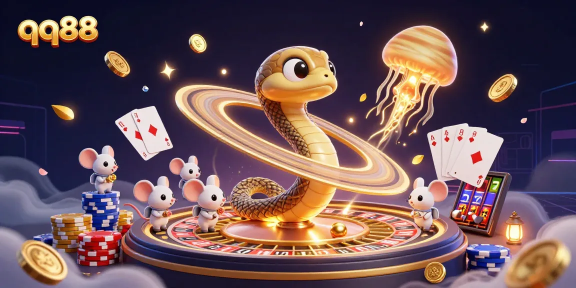 Experience thrilling bets with qq88 as astronaut mice gamble around a cosmic roulette wheel.
