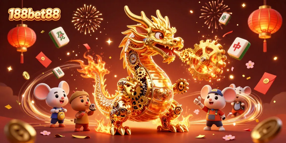 Engage in exciting gameplay with 188bet88 featuring a golden dragon amidst casino elements.