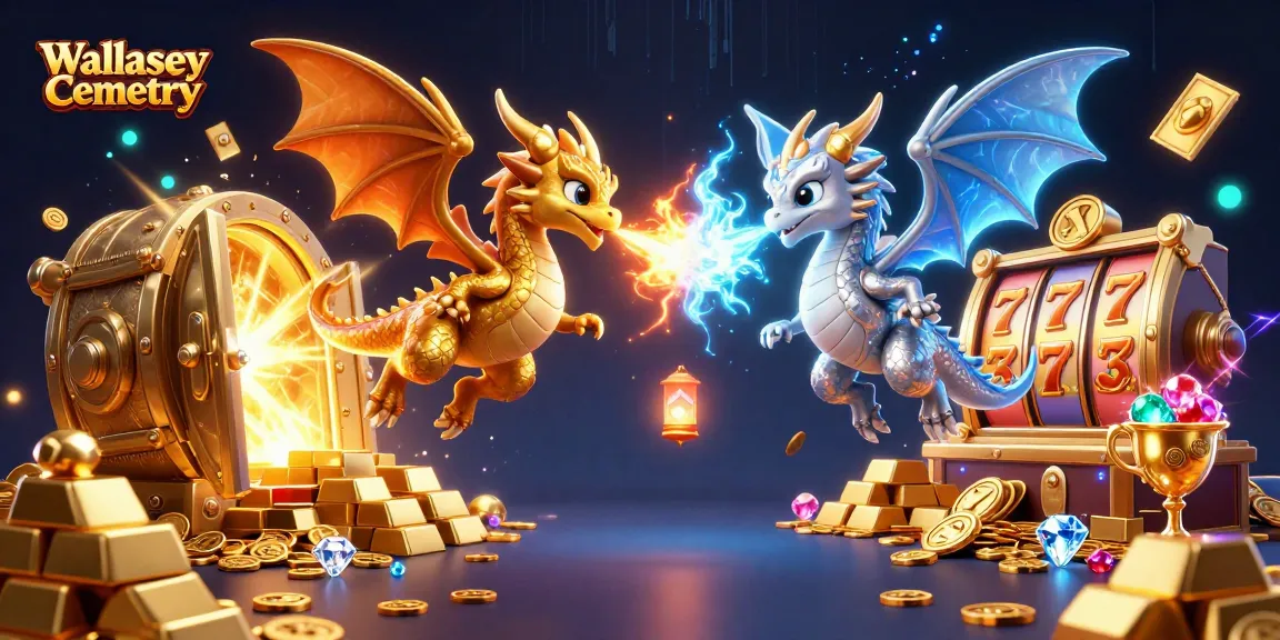 Engage with the vibrant Wallasey Cemetery scene showcasing dragons and casino elements in a dynamic 3D illustration.