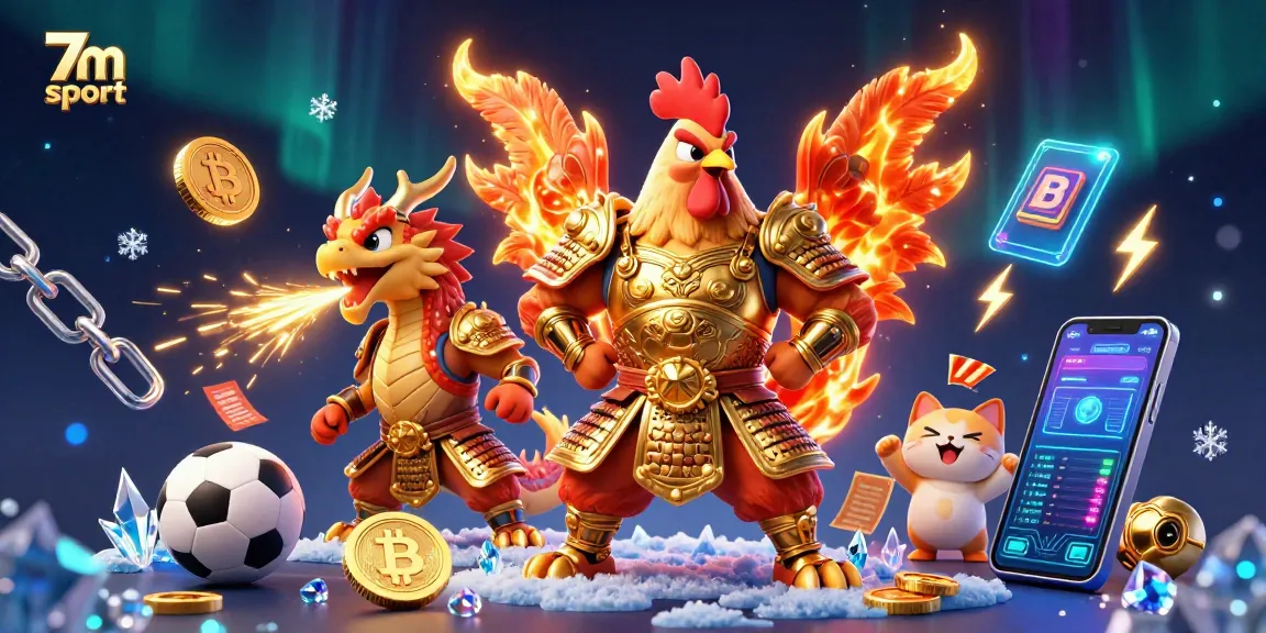 Engage with 7m sport insights alongside a dynamic scene featuring animated gambling elements and characters.