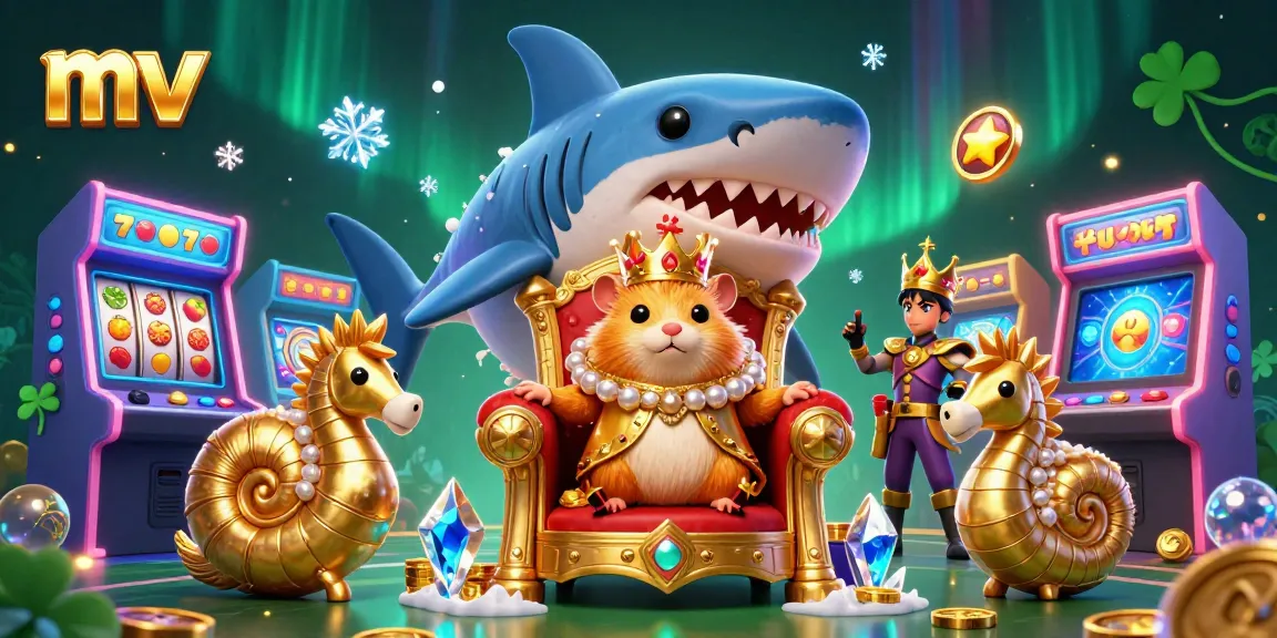 Engage with mv-inspired gaming action featuring a hamster king and colorful casino elements.