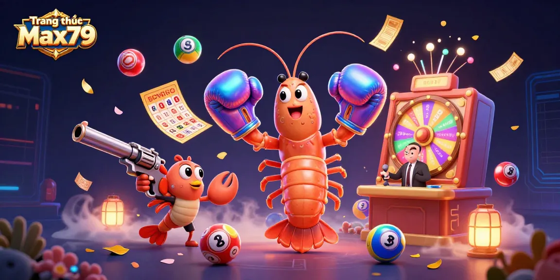 Experience excitement at Trang chủ Max79 with dynamic lottery elements and vibrant 3D characters.